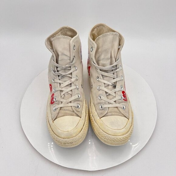 Converse Comme des Garçons Play x Chuck 70 Hi Women Size 8 White Red Shoes - Picture 3 of 14